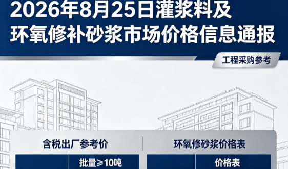 剑河2026年8月25日灌浆料及环氧修补砂浆市场价格信息通报